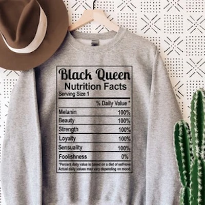 Black Queen Nutrition Facts Sweatshirt