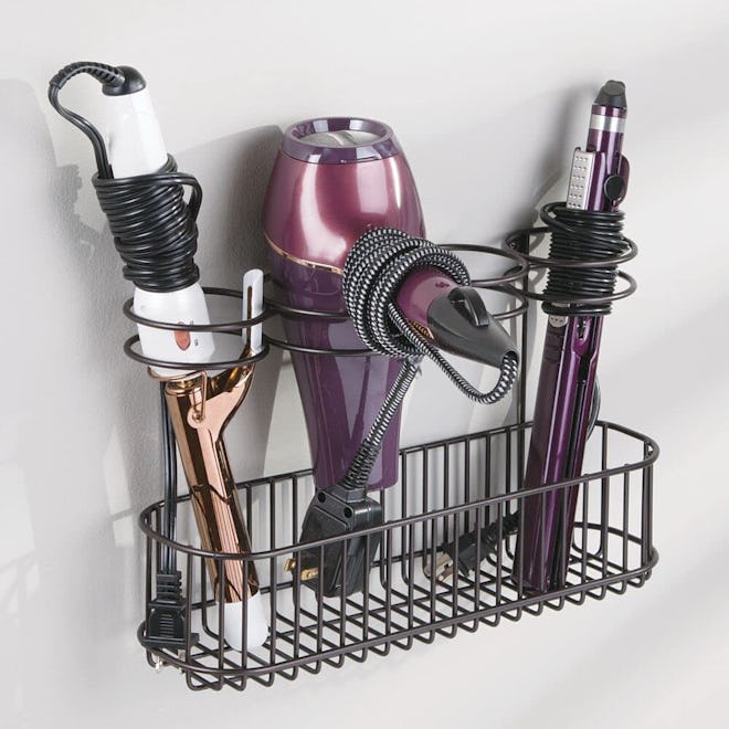 mDesign Wall Mount Hair Care & Styling Tool Organizer
