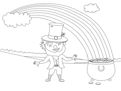 Happy leprechaun is a ST. Patrick's Day coloring page