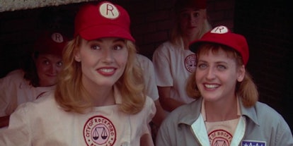 Lori Petty with Geena Davis in A League of Their Own.