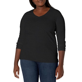 JUST MY SIZE Plus Size Vneck Long Sleeve Tee