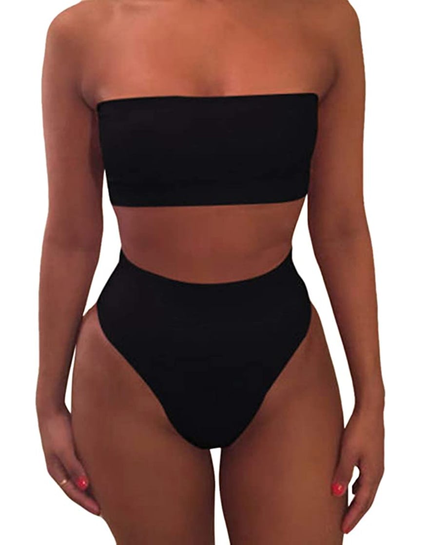 Pink Queen Cheeky High Waisted Bandeau Bikini