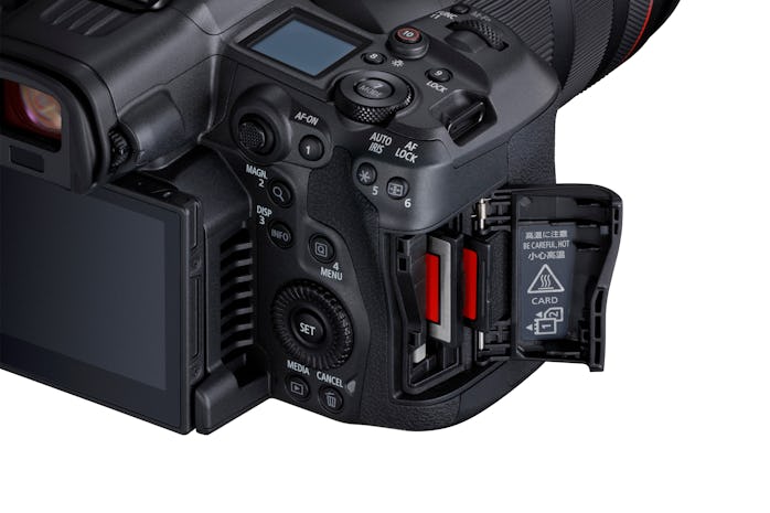 Dual card slots with the Canon EOS R5 C.