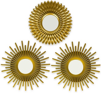 BONNYCO Gold Mirrors for Wall (Pack of 3)