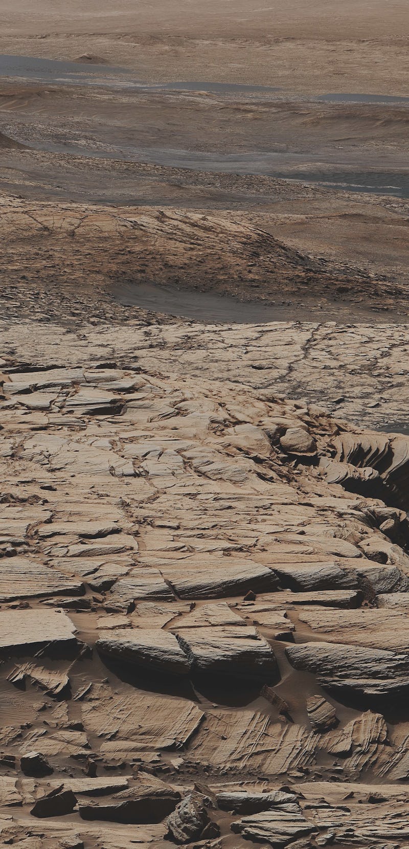 This mosaic was made from images taken by the Mast Camera aboard NASA’s Curiosity rover on the 2,729...