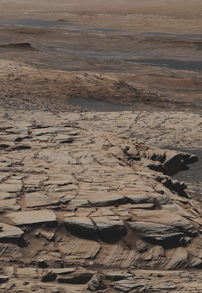 This mosaic was made from images taken by the Mast Camera aboard NASA’s Curiosity rover on the 2,729...