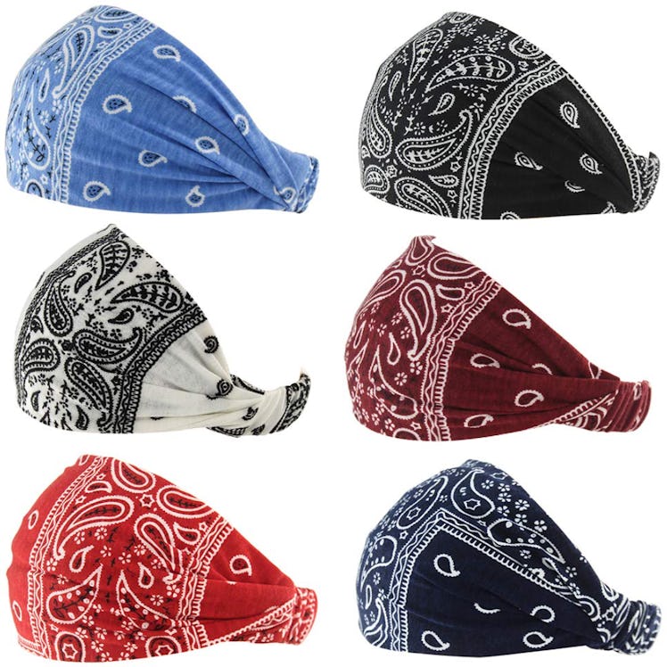 Carede Paisley Bandana Headbands (6-Pack)