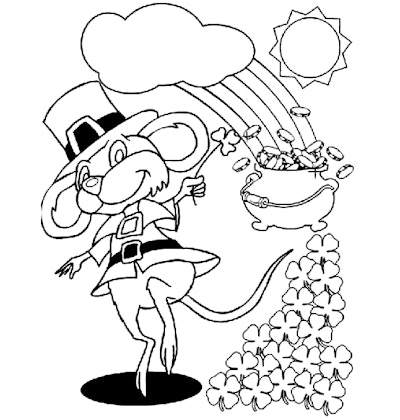 A leprechaun mouse makes a great St. Patrick's Day coloring page