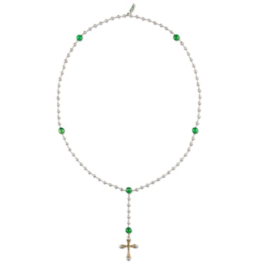 VEERT green onyx and pearl necklace.