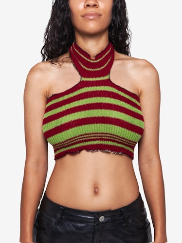 George Trochopoulos green and red halter top.