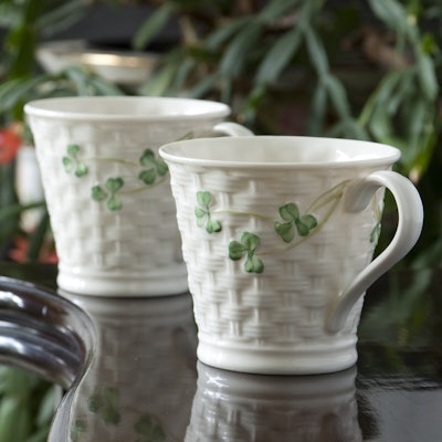 This set of two shamrock mugs is a perfect St. Patrick's Day gift.