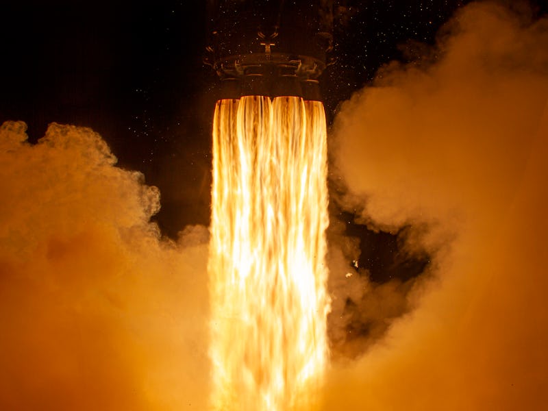 A SpaceX rocket during a text launch