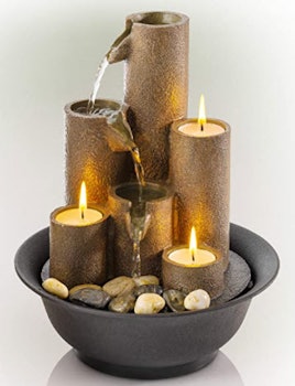 Alpine Corporation WCT202 Tiered Column Tabletop Fountain w/ 3 Candles