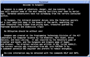 The beginning of Zork, in which the player finds an introductory leaflet in a mailbox.
