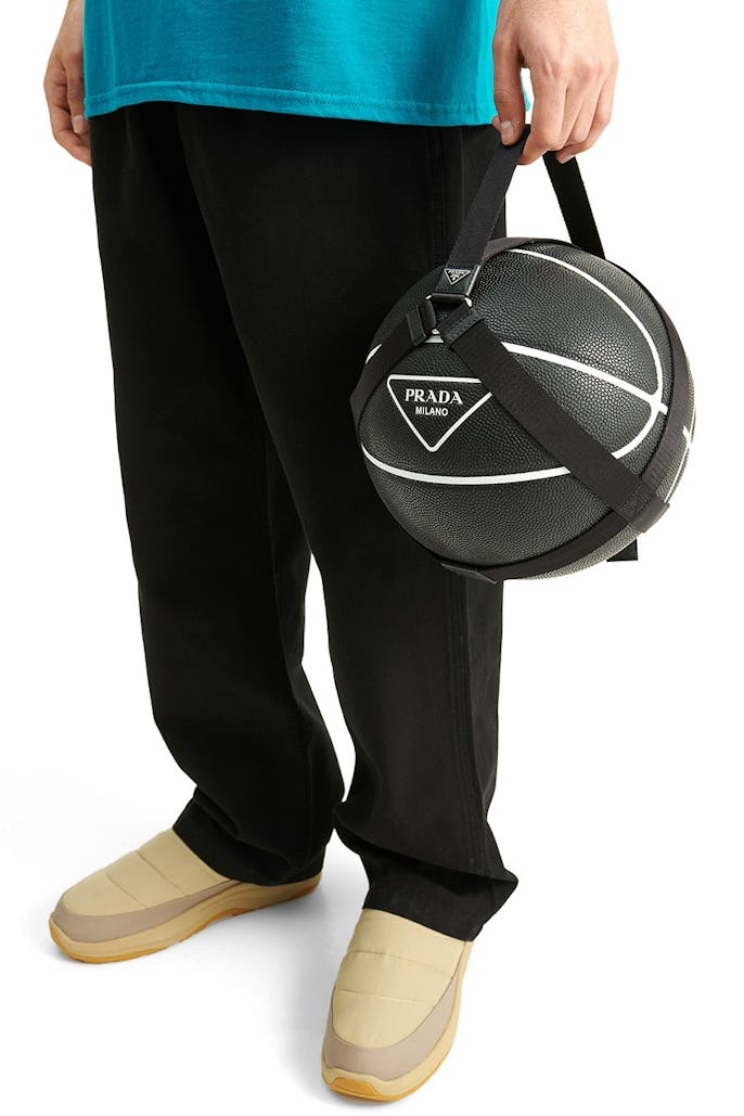 Prada black Saffiano leather basketball