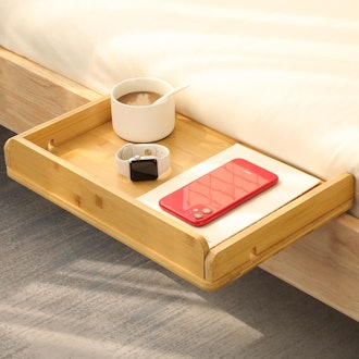 Amada Bedside Shelf for Bed with Cable Management & Cup Holder