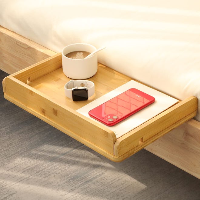 Amada Bedside Shelf for Bed with Cable Management & Cup Holder
