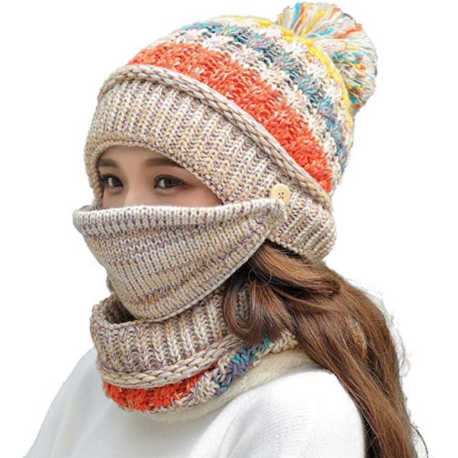 Ypser Knit Hat, Scarf, & Mask Set