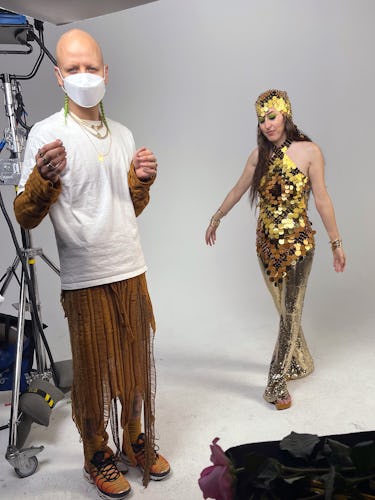 Makeup artist Daniel Sallstrom with Alana Haim.
