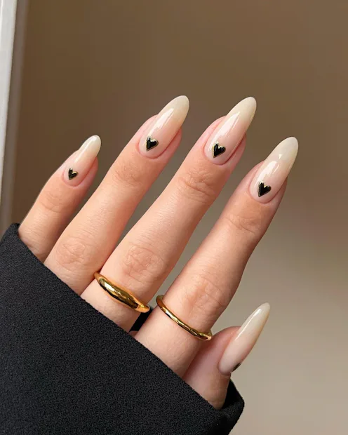 black heart nail design