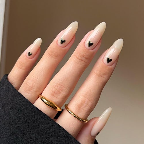 black heart nail design