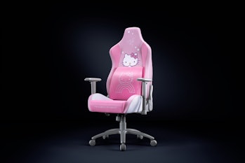 The Hello Kitty x Razer gaming chair and lumbar cushion.