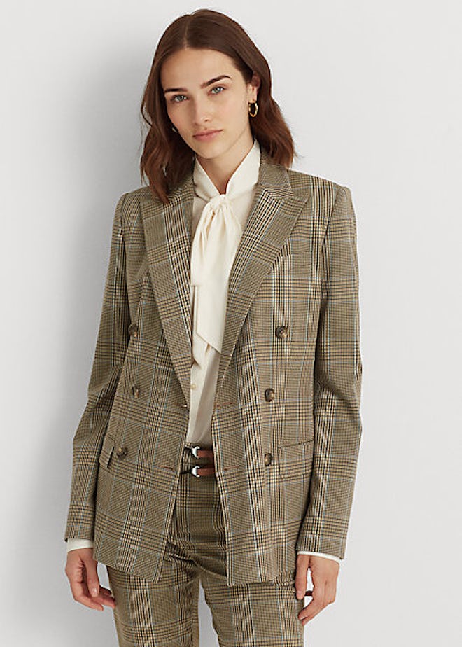 Glen Plaid Double-Breasted Blazer