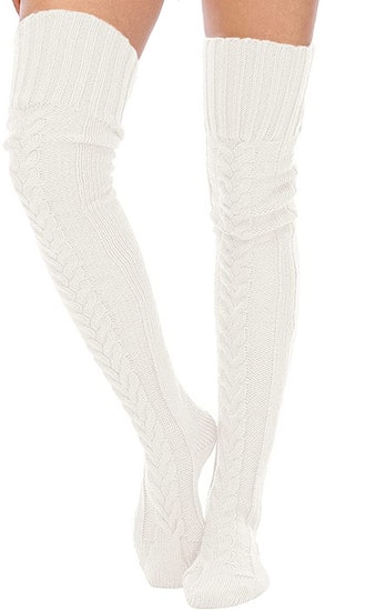 SherryDC Cable-Knit Thigh-High Socks