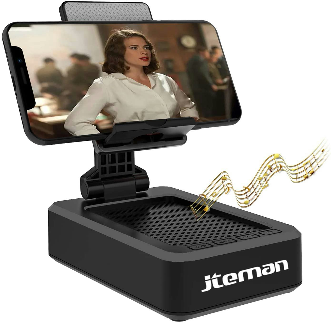 jteman Phone Stand with Wireless Bluetooth Speaker