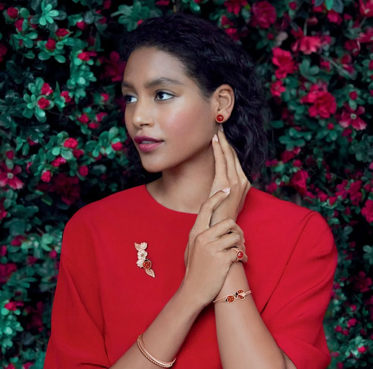 gold jewelry for red dress & Pieces To Help You Tap Into The Lunar New Year Spirit what color jewelry with red dress