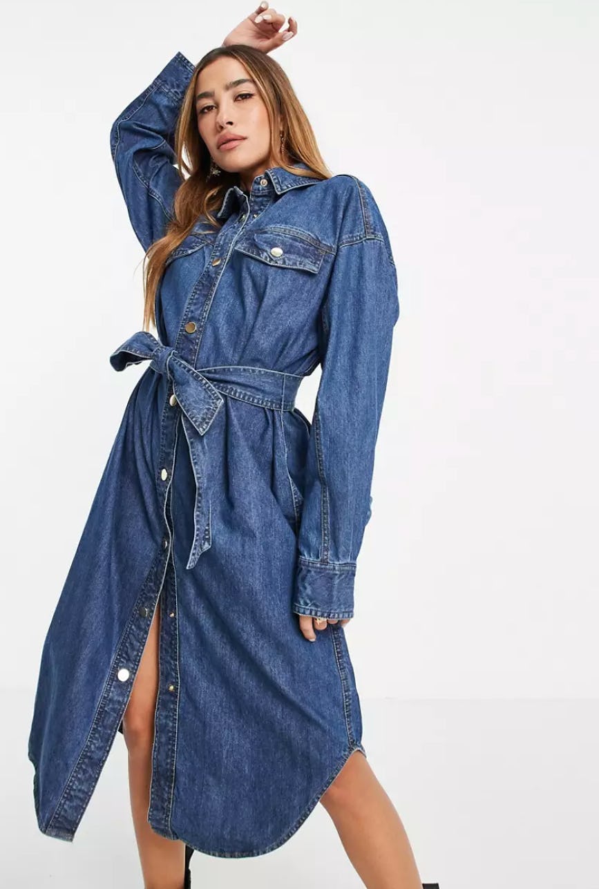 River Island Belted Denim Shirt Dress