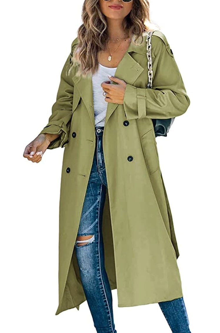 Makkrom Double Breasted Long Trench Coat