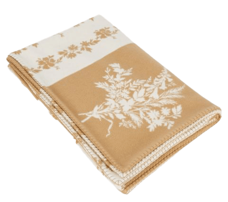 Camel Floral Patchwork Throw Blanket