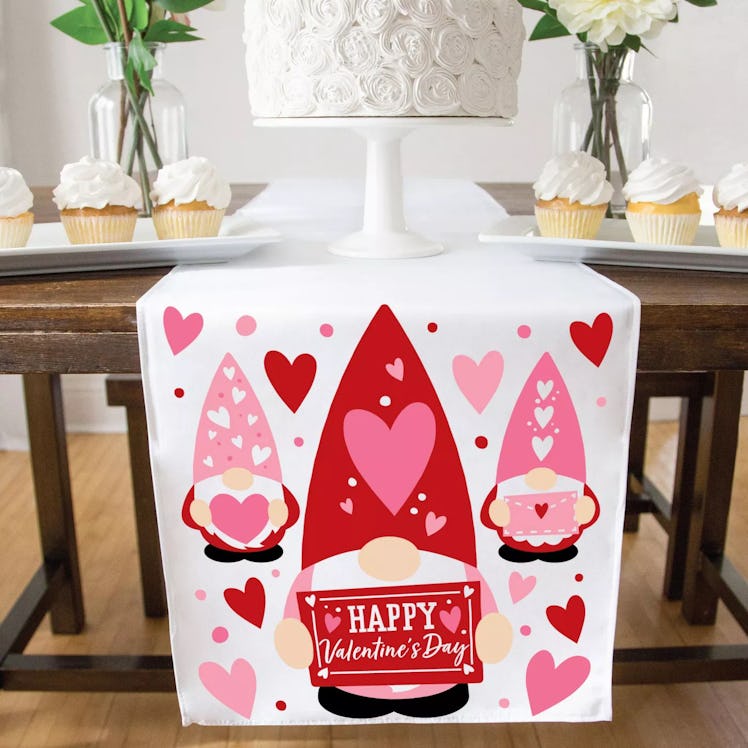 Target's Valentine's Day gnome decorations for 2022 include a table runner.