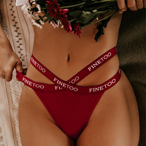 FINETOO Cross Strap Cotton Thongs (6-Pack)