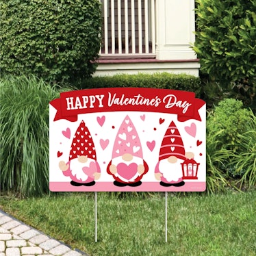 Target's new Valentine's Day gnome decorations include yard signs and pillow covers.