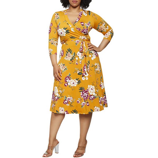 Pink Queen Plus Size 3/4 Sleeve Dress