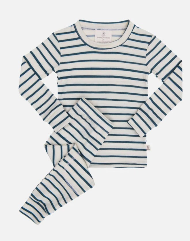 Image of kids-size, marino wool long johns pajama set. 