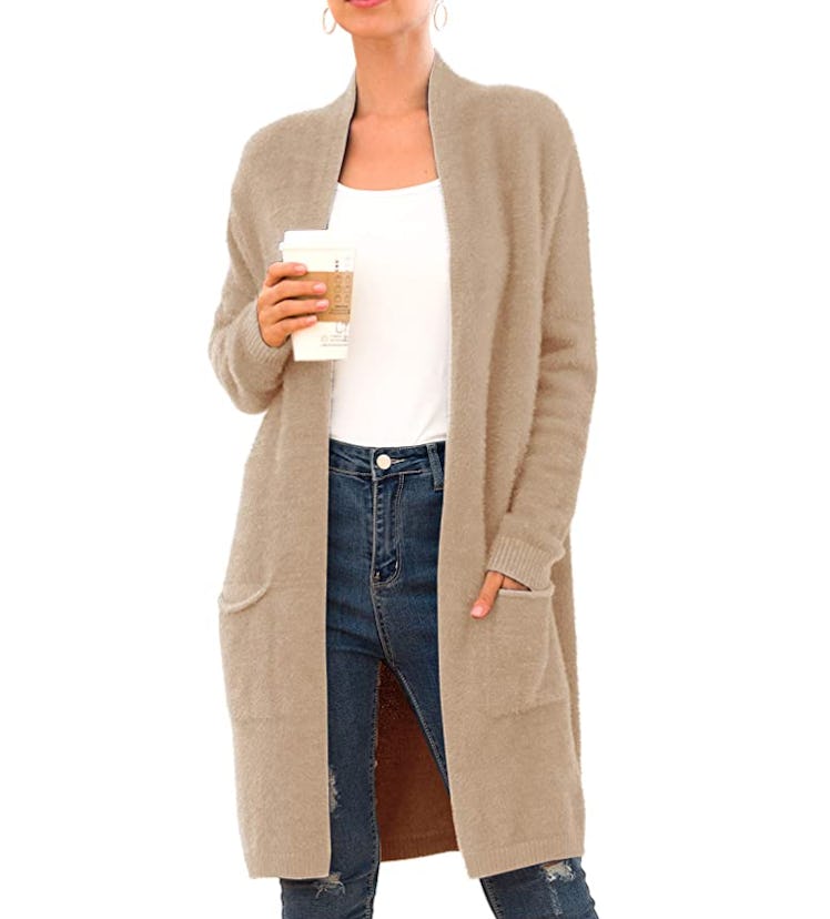 QIXING Open Front Cardigan