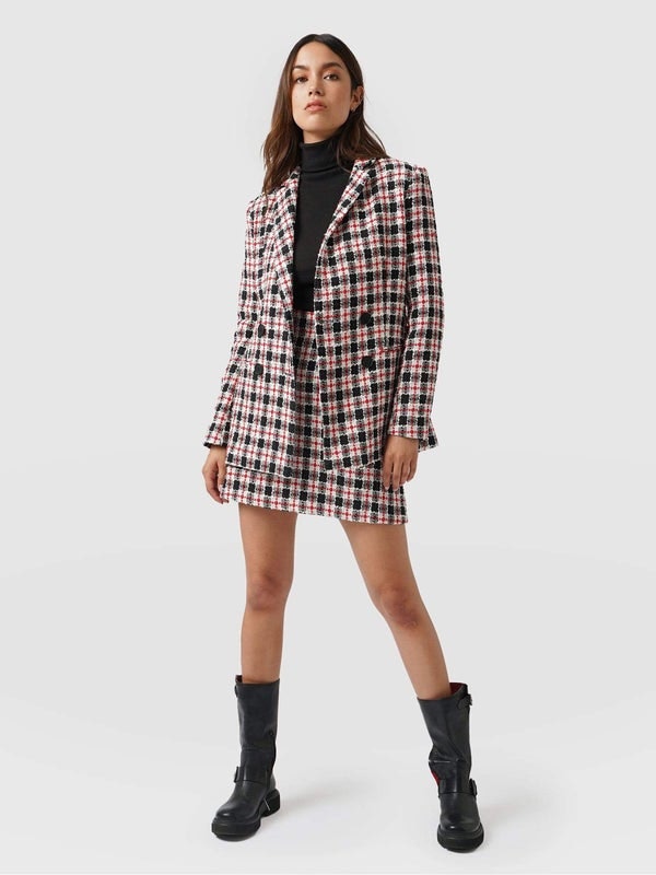 plaid skirt suit set