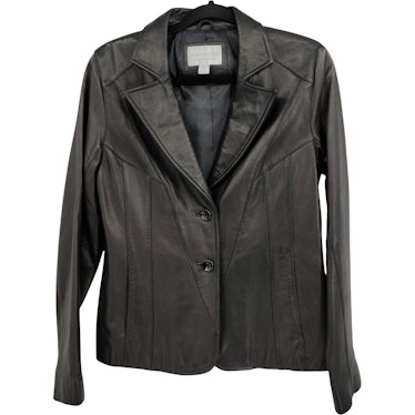 80’s Black Genuine Lambskin Leather Shacket Blazer Jacket Worthington