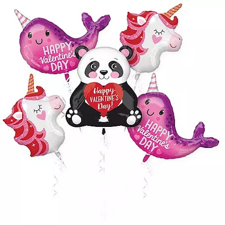 Valentine's Day Blushing Animals Balloon Bouquet (5 Count)