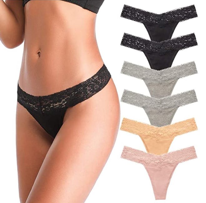 ANNYISON Low Waist Lace Thongs (6-Pack)