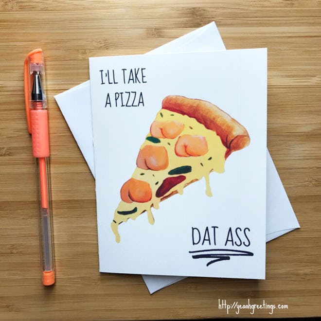Funny Valentine's day cards from etsy: pizza card