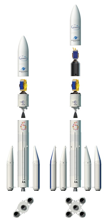 An artist's rendering of the two Ariane 5 configurations.
