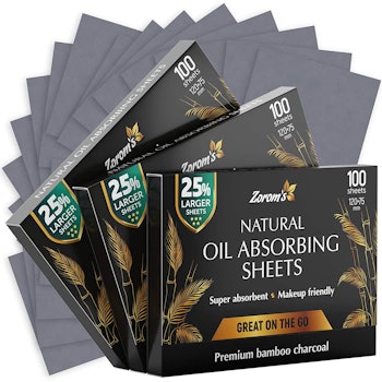 ZOROM'S Bamboo Charcoal Oil Blotting Sheets (3-Pack) 