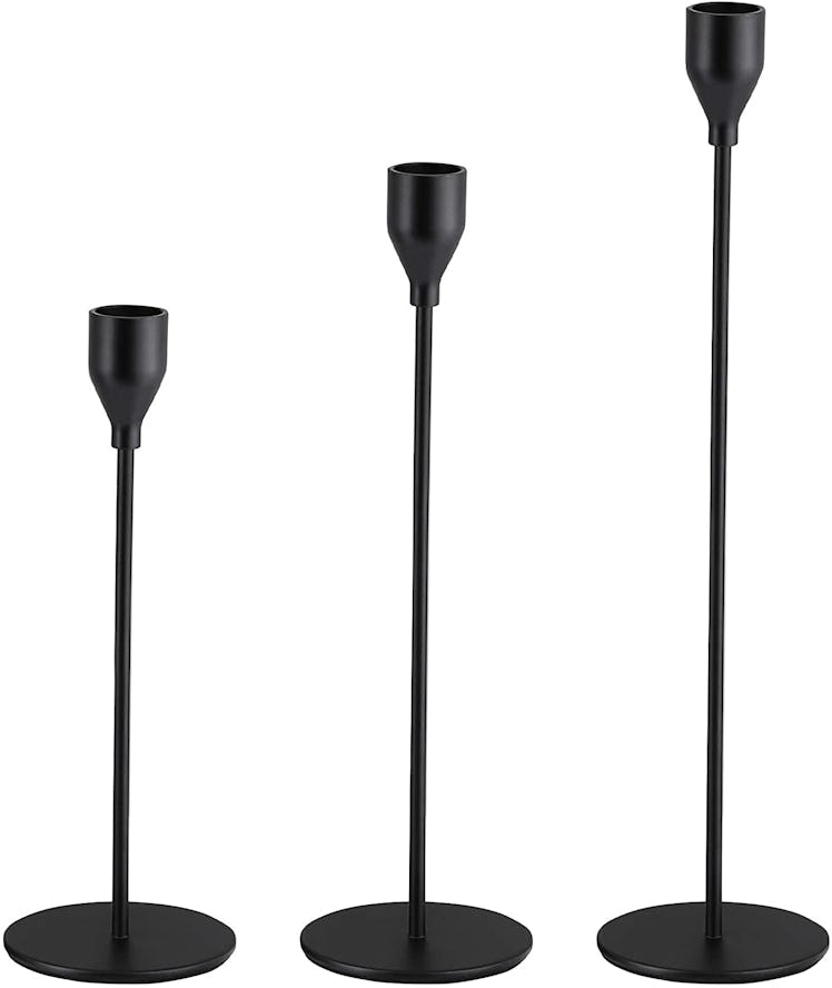 SHIONSON Matte Black Candle Holders for Taper Candles (Set Of 3) 