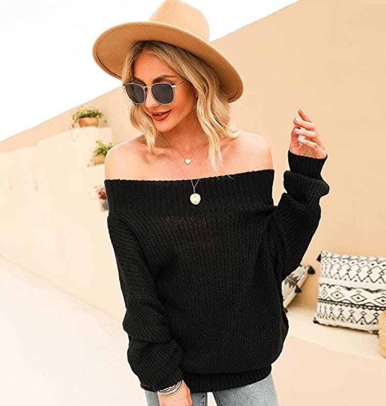 EXLURA Off Shoulder Sweater