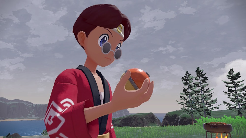 Pokémon trainer holding a Pokéball