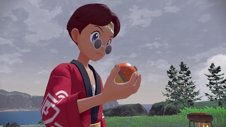 Pokémon trainer holding a Pokéball